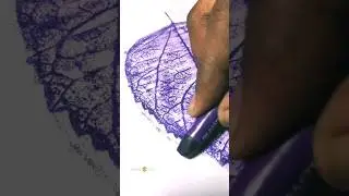 Crayon leaf rubbing 💜#leaftracing  #leaf #oilpastel  #art #satisfying  #relaxing #shorts #purple
