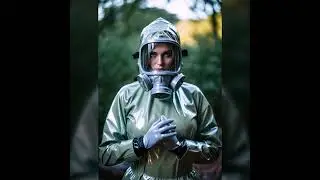 Женщины в латексных платьях для дайвинга и латексных противогазах, закрывающих все лицо.
