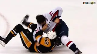 Oshie, Letang throw punches, Guentzel parks puck in empty net