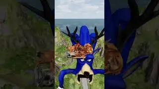 Cars vs Giant Deer Sonic Eater Tapes 99 Night 🤯 BeamNG.Drive  #shorts #beamng #beamngdrive