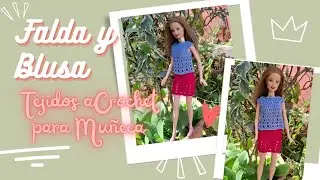 Blusa y Falda Corta Tejidos a Crochet para Muñeca Fácil