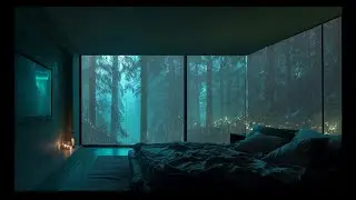 Heavy Rainstorm in a Glass Bedroom Deep in the Forest ⛈️ Instant Sleep & Insomnia Relief