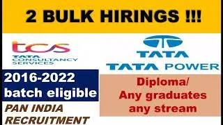 TCS  hiring for Graduates & post Graduates/2016-2021 batch/TATA POWER hiring for Electrical Engineer