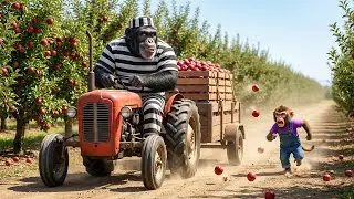 Big Black Monkey Steals Apples 🍎😱 | Smart Monkey KiKi Saves His Garden 🐒 | KIKI MONKEY LIFE