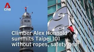 American rock climber Alex Honnold free-climbs Taipei 101