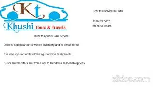 Hubli to Dandeli Taxi Service