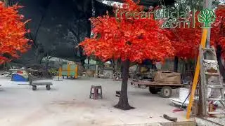 Artificial tree, red maple tree, autumn tree, red leaf tree 人造树 #Artificialtree #redmapletree
