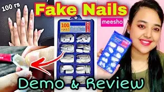 *Cheapest* FAKE NAILS review & demo💅MEESHO fake nails under 100 rs🛍️ artificial nails💞Sneha Reviews