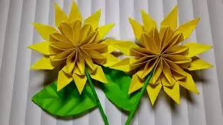 Cara Membuat Bunga Matahari dari Kertas Origami