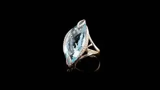 Natural Sky Blue Topaz 23.95 carats set in 18K Rose Gold Ring with 0.20 carats Diamonds I SKU 2837