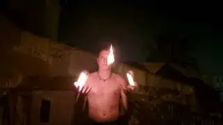 Juggling fire balls