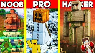 GOLEM Statue Build Battle In Minecraft - NOOB VS PRO CHALLENGE - Maizen Mizen Mazien Parody
