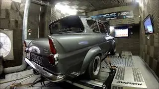 Ford Anglia with Cosworth YB installed On the Dyno at Motorsport Developments In Blackpool
