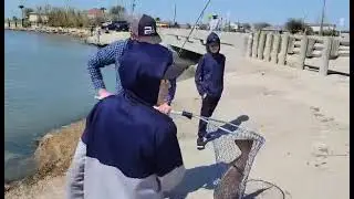 Evan catches a Black Drum off of Broken Bridge in Crystal Beach, Texas/Bolivar Penninsula