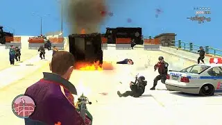 GTA 4 - NIKO | SHOOTOUT AT TRAIN WATING STATION & EPIC FIGHT WITH SWAT & POLICE + SIX STARS