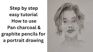 Step by step tutorial How to use pan charcoal for a portrait drawing InShot 20260202 120607884