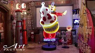 Vintage Dairy Queen, Curly The Clown Neon Sign With Motorized Arm