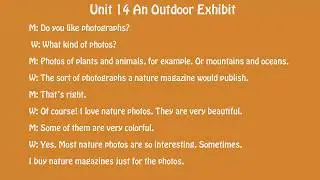 Unit 14 An Outdoor Exhibit