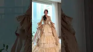 Champagne Lace Women's Masquerade Theatre Festivals Dress Floor Length Formal Dress #masqueradeball