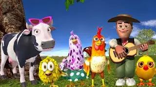El Pollito y El Tractor  3D El pollito y dainasuair El Toro y Tractor La Vaca canciones de la granja