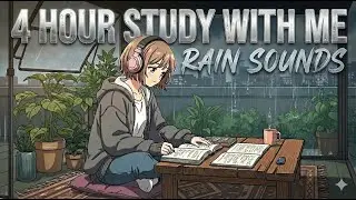 4 HOUR Study With Me 🌧️ Rain Sounds ONLY (No Music) | Pomodoro Timer