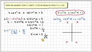 Solving a trigonometric equation using an identity in radians