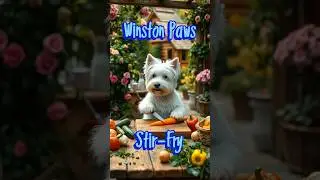 Cute Funny Dog Cooking a Chicken Stir-Fry