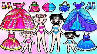 BALELRINA CAPPUCCINA Pink vs Blue 🌈 Mother & Daughter Barbie Dress Up | DIY Arts & Paper Crafts