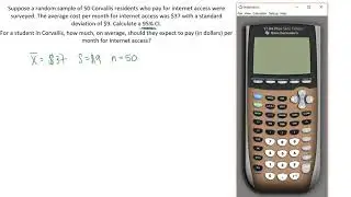 One sample t confidence interval for a mean using TI-84- Internet Cost Example