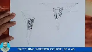 EP # 48 | Three Point Perspective Tutorial step by step | How to Draw cabinet