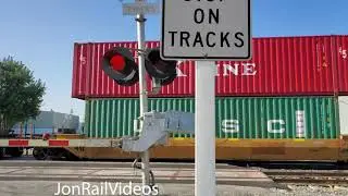 11/5/21 EB UP stack, WB UP Hopper train at Mission Mill Rd & M382 passing along Flair Dr