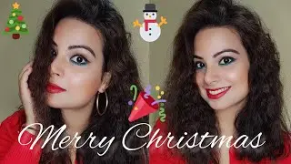 CHRISTMAS MAKE-UP LOOK with HEATLESS CURLS #Heatlesscurls #Christmasmakeup #holidaymakeup #2021x-mas