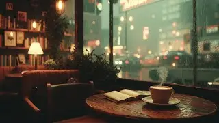 Атмосфера кофейни в дождливую ночь и легкий джаз | Расслабляющие звуки кафе для учебы