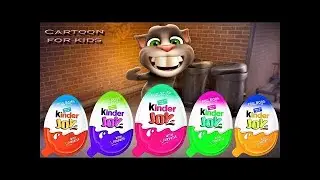 Learn Colors with Talking Tom Cat, Video for Kids,Tom eat Surprise Eggs Kinder Joy # 40
