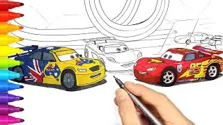 Frosty Winterbumper, Lewis Hamilton and McQueen in CARS 2 Night Party . Drawing and Coloring Pages