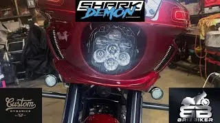 Shark Demon headlight by Custom Dynamics installed on a  Low Rider  ST. (El Diablo) 