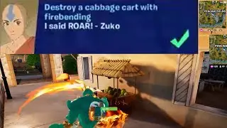 Destroy a cabbage cart with firebending Fortnite