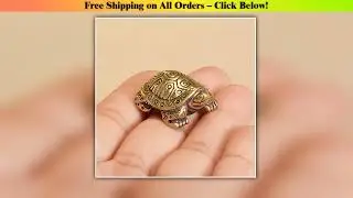 1Pc Antique Solid Brass Turtle Ornaments Longevity Animal Sculpture Home Office Desk Decorative