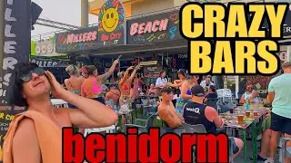 CRAZY & Full Benidorm Bars - Brit Station, Tiki City, Millers Beach! 🏖️🍹