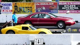 1966 FiberFab Aztec GT Kit Car Drag Race Vs. 1990's Lincoln Mark VIII LSC Toreador Red