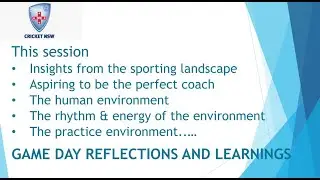 Youth Championship Coaches Development Session - presented by Bryan Harper (Cricket Australia)