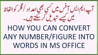 How To Convert Any Numbers/Figure In to MS OFFICE