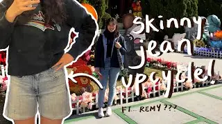 how to turn skinny jeans into wide leg shorts! (thrift flip/upcycle!)