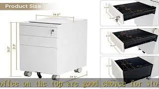 CuHome 3 Drawer Locking File Cabinet, Fully Assembled Except Casters, Metal Rolling Vertical Filing