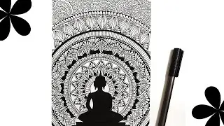 How to draw Mandala art | Lord Buddha Mandala for Beginners | Buddha Mandala Step by step tutorial