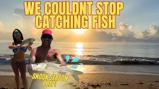 INSANE Snook Bite Before Season Opens! | Jensen & Stuart Beach Fishing with a GORGEOUS Sunrise 🎣❤️🌴🌞