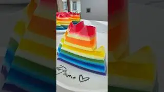 Let&acute;s Make Jelly Rainbow Cake 🌈🌈🌈🌈 #jelly #asmr #gelatin