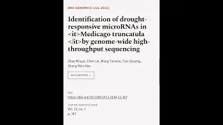 Identification of drought-responsive microRNAs in Medicago truncatula by genome-wide ... | RTCL.TV