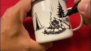 Zeitraffervideo Bemalung einer Emaille Tasse &bdquo;Bushcraft Abenteuer&ldquo;