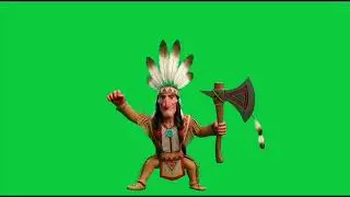 Le chef apache et sa hache de guerre 4k Green Screen